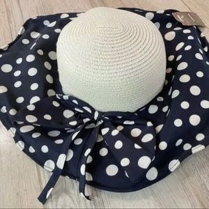 Ribelse Floppy Wide Brim Polka Dot Front Bow Hat